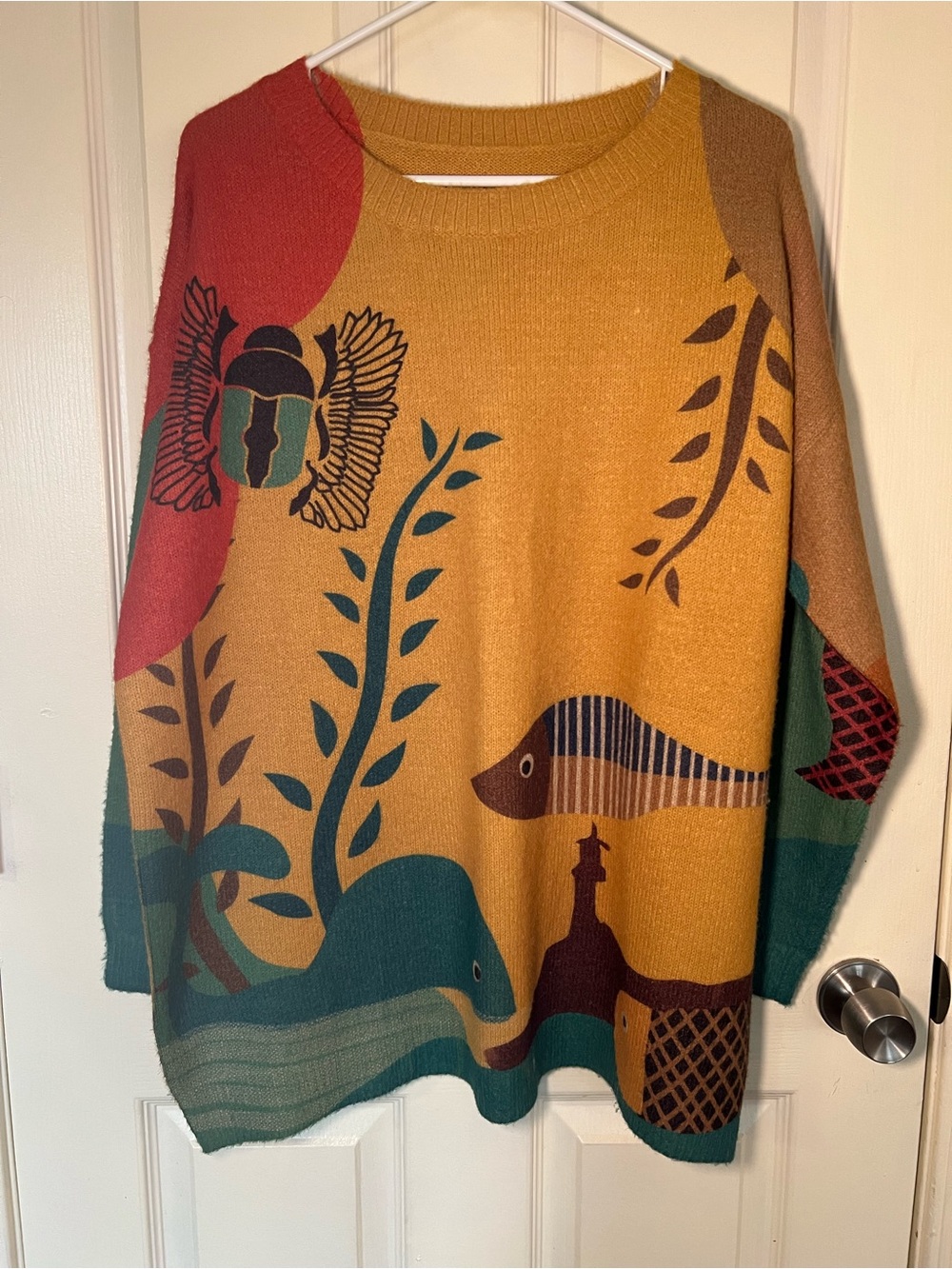 Art Print Cotton Wool Oversized Sweater Tunic